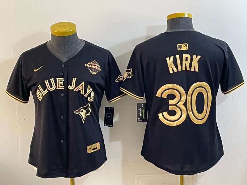 Women Toronto Blue Jays #30 Kirk Black Gold Game 2026 Nike MLB Jersey style 01